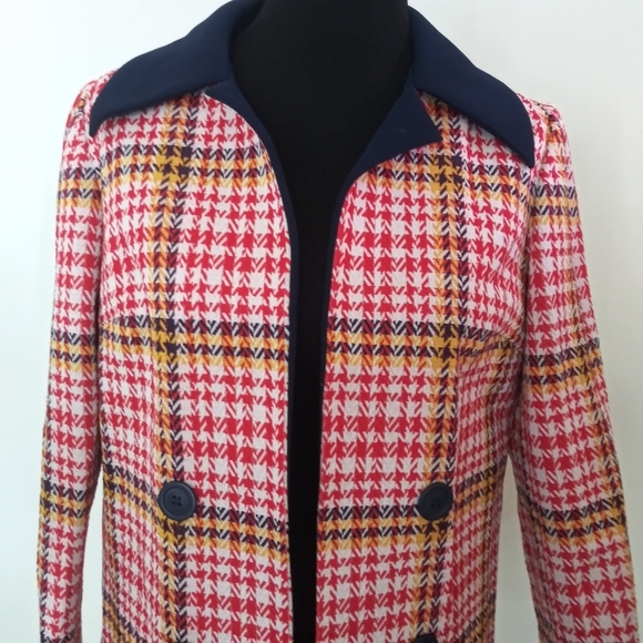 Vintage union made plaid double Knit open front jacket - Picture 5 of 12